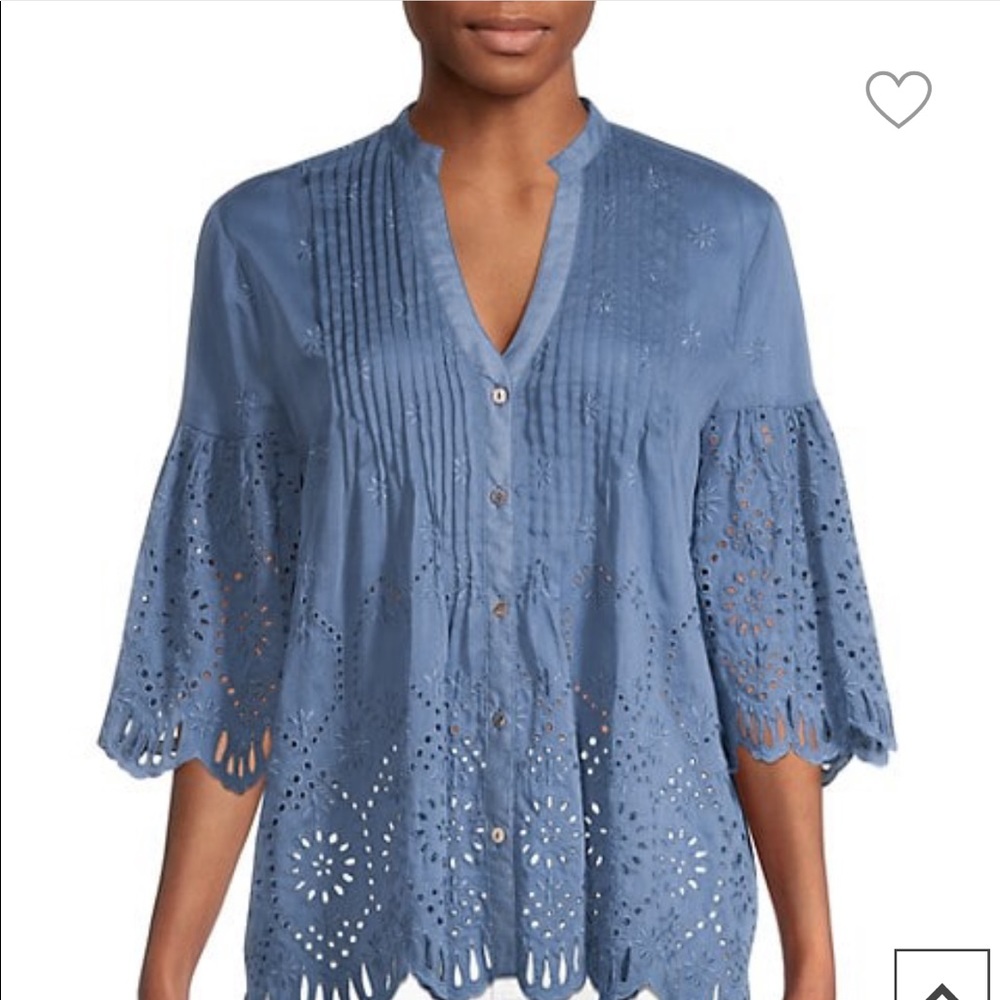 Jade (Button-Front Cotton & Silk Blend Top)